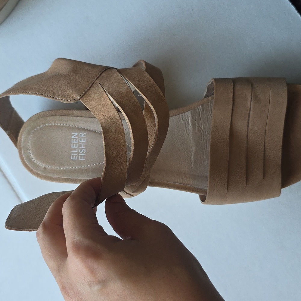 🌸Eileen Fisher | Tan Slice Tumbled Nubuck‎  Snqeaker Sandals Size 10 - Picture 10 of 12